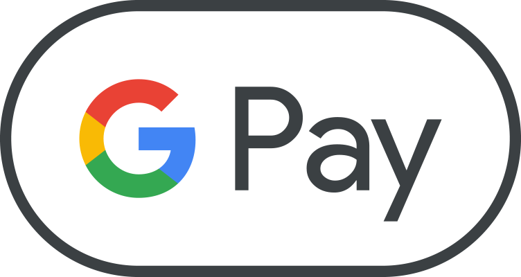 Google Pay logo: multicolor 'G' icon followed by the word 'Pay' inside a rounded white oval border.