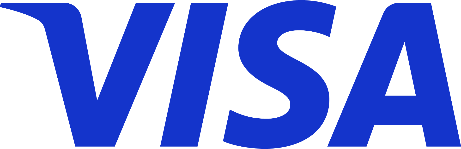 Visa logo in bold blue letters on a white background with a clean wordmark.