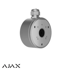 Ronde metalen behuizing voor een industriële sensor/encoder met een centrale zwarte opening, schroeven rondom en een elektrische aansluiting aan de bovenkant.