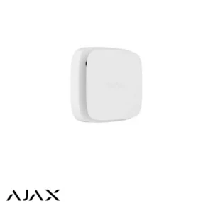 Wit apparaat met afgeronde hoeken op een witte achtergrond (waarschijnlijk een sensor).